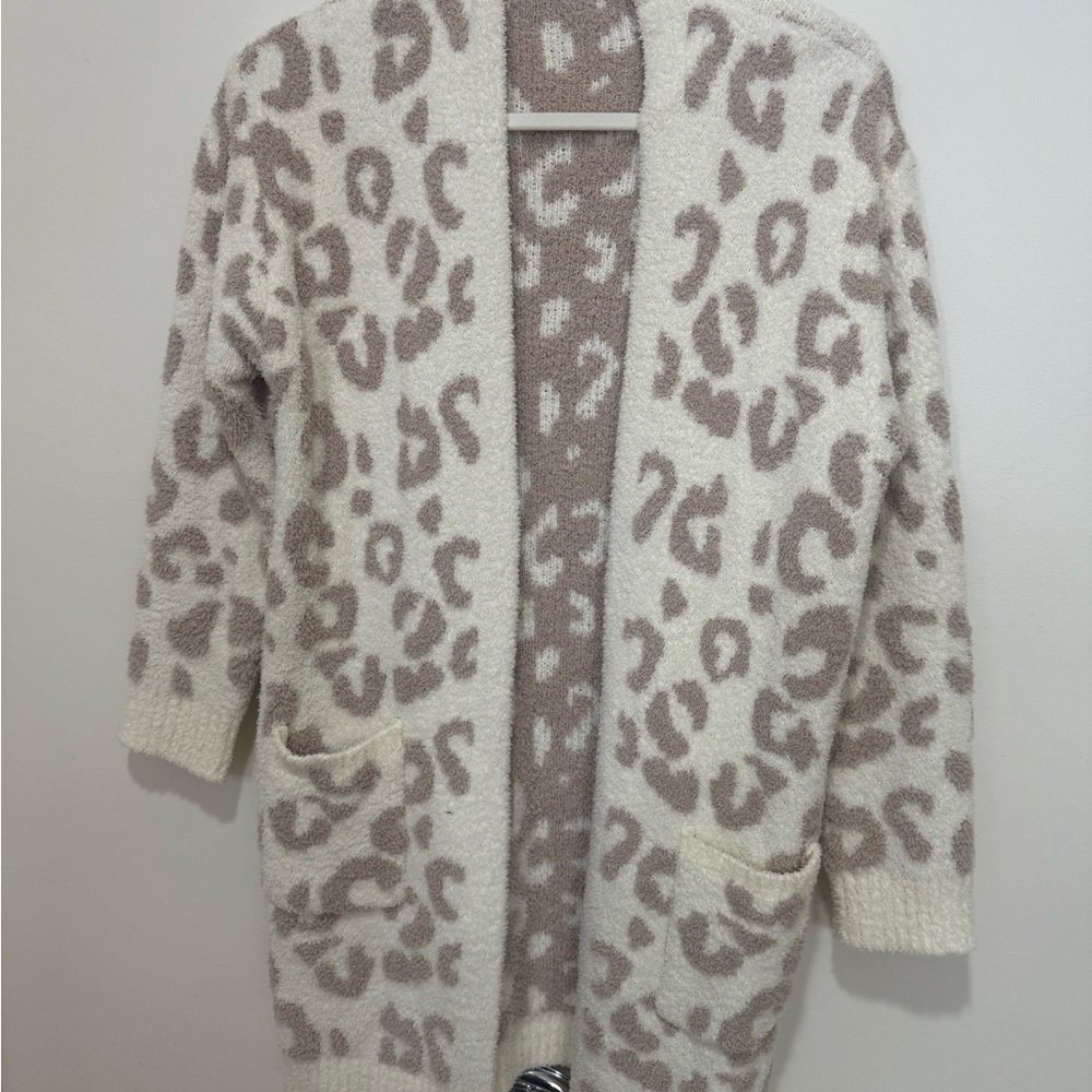 Leopard Print Open Front Cardigan